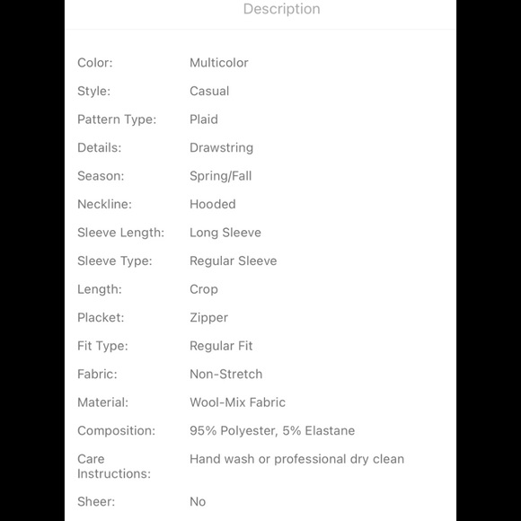 Shein Tartan Print Drop Shoulder Drawstring Hooded Crop Overcoat Size XL - Picture 8 of 9